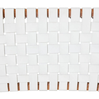 Leather Handmade Woven Dining Chair with Teak Wood Frame - Set of 2 Brown, White or Black- Roche River Decor