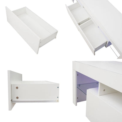 Modern TV Stand up to 70 TV with 2 Drawers & Shelves, LED Lights - 63W x 14D x 18H