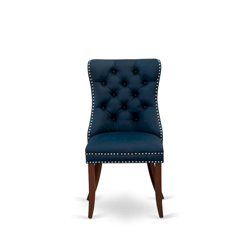 East West Furniture Kitchen Table Set Consists of a Square Dining Table and Padded Chairs, Mahogany (Pieces Options)