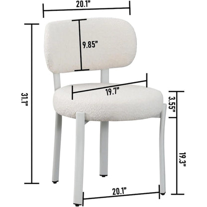 XINMICS Upholstered Modern Boucle Dining Room Chairs with White Metal Legs