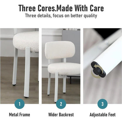 XINMICS Upholstered Modern Boucle Dining Room Chairs with White Metal Legs