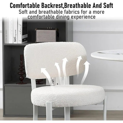 XINMICS Upholstered Modern Boucle Dining Room Chairs with White Metal Legs