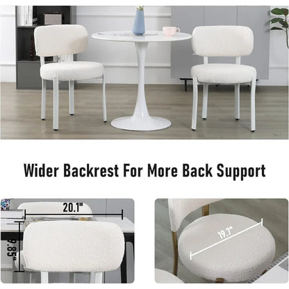 XINMICS Upholstered Modern Boucle Dining Room Chairs with White Metal Legs