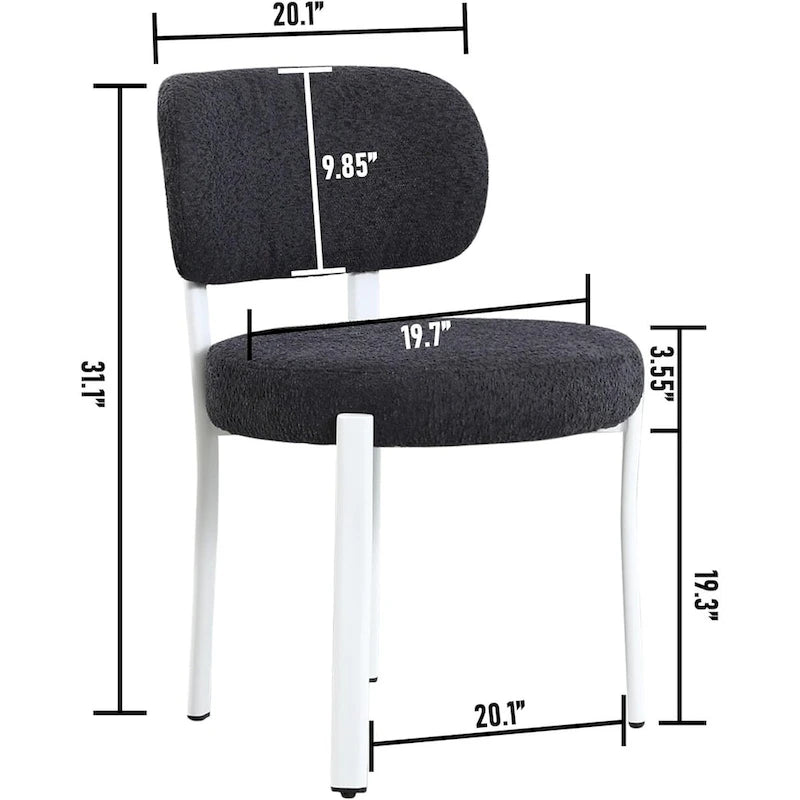 XINMICS Upholstered Modern Boucle Dining Room Chairs with White Metal Legs