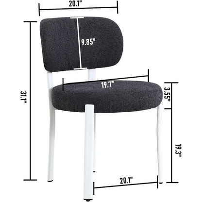 XINMICS Upholstered Modern Boucle Dining Room Chairs with White Metal Legs
