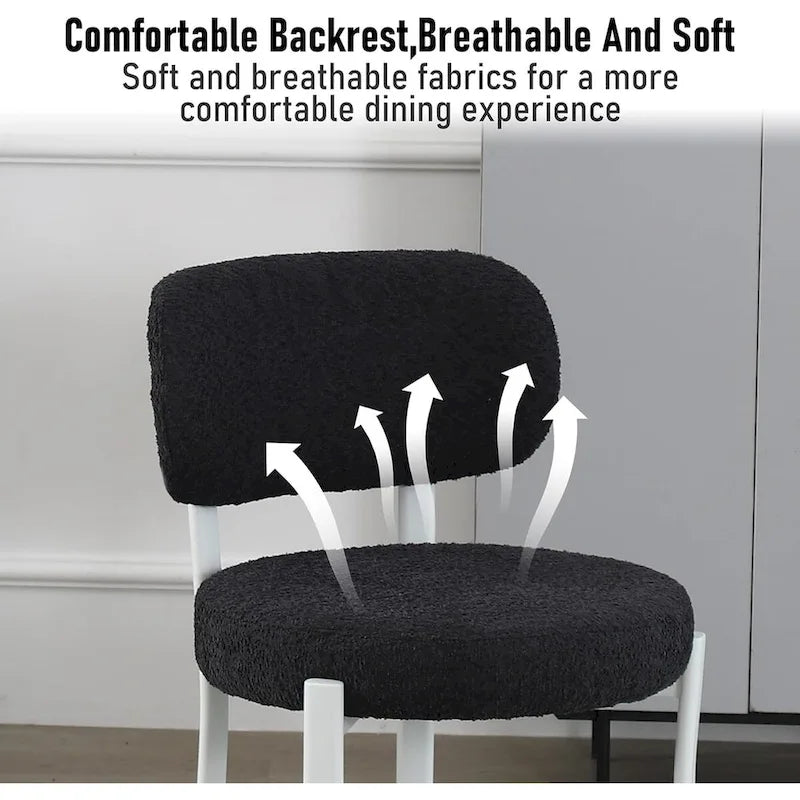 XINMICS Upholstered Modern Boucle Dining Room Chairs with White Metal Legs