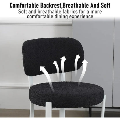 XINMICS Upholstered Modern Boucle Dining Room Chairs with White Metal Legs