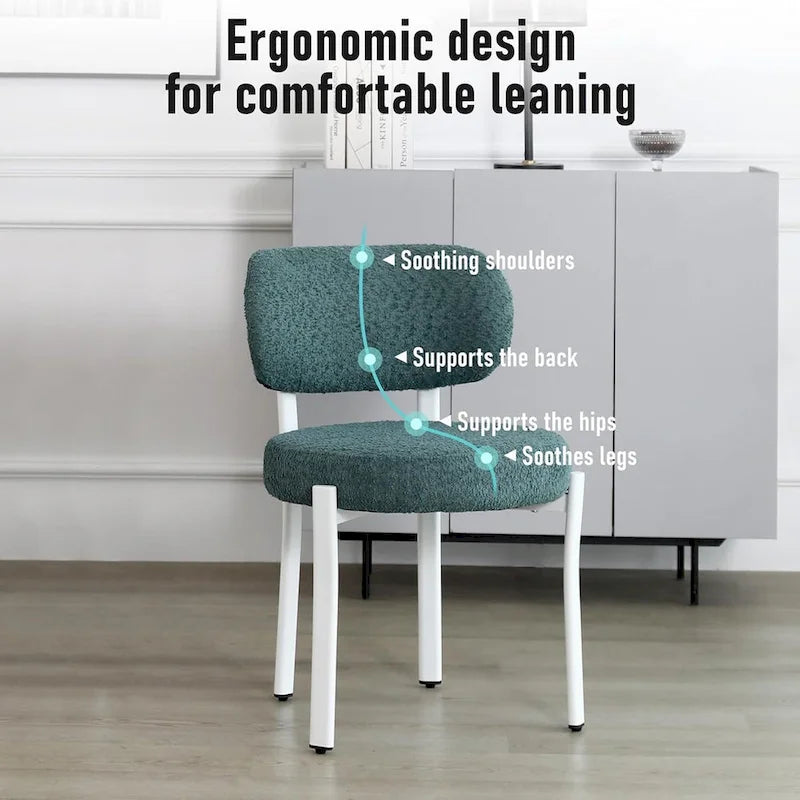 XINMICS Upholstered Modern Boucle Dining Room Chairs with White Metal Legs