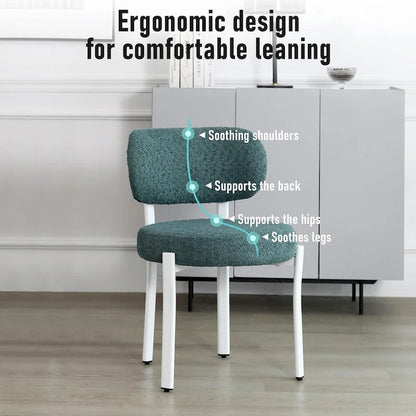 XINMICS Upholstered Modern Boucle Dining Room Chairs with White Metal Legs