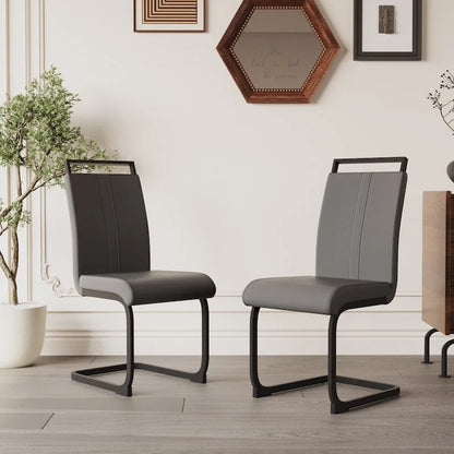 Modern Dining Chairs,PU Faux Leather High Back Upholstered Side Chair with C-shaped Tube.Metal Legs(Set of 4)