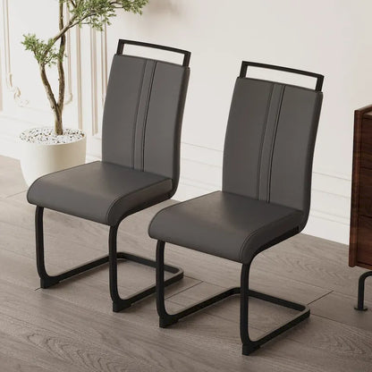 Modern Dining Chairs,PU Faux Leather High Back Upholstered Side Chair with C-shaped Tube.Metal Legs(Set of 4)