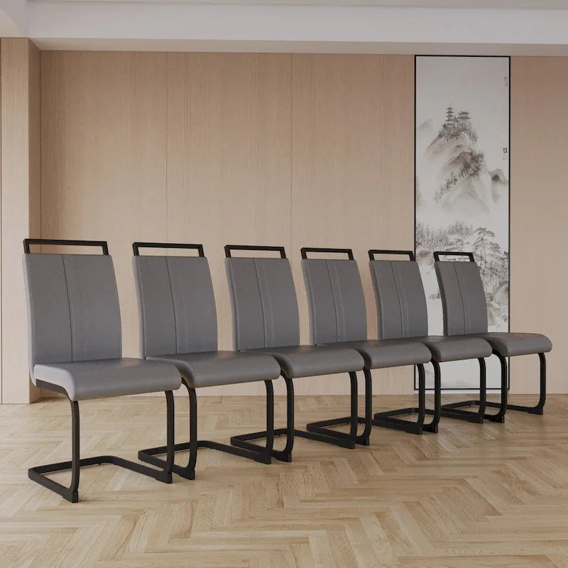 Modern Dining Chairs,PU Faux Leather High Back Upholstered Side Chair with C-shaped Tube.Metal Legs(Set of 4)