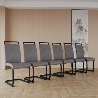 Modern Dining Chairs,PU Faux Leather High Back Upholstered Side Chair with C-shaped Tube.Metal Legs(Set of 4)