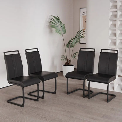 Modern Dining Chairs,PU Faux Leather High Back Upholstered Side Chair with C-shaped Tube.Metal Legs(Set of 4)