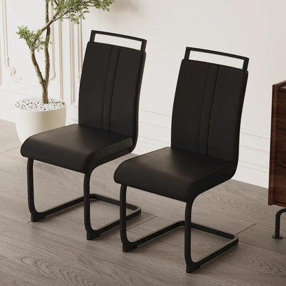 Modern Dining Chairs,PU Faux Leather High Back Upholstered Side Chair with C-shaped Tube.Metal Legs(Set of 4)