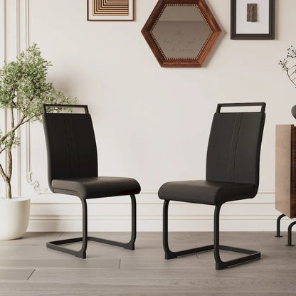 Modern Dining Chairs,PU Faux Leather High Back Upholstered Side Chair with C-shaped Tube.Metal Legs(Set of 4)