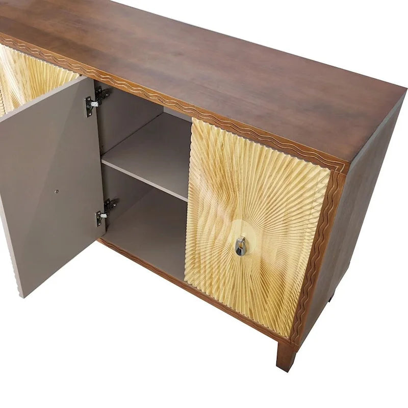 60 Vintage 4 Door Carved Pattern Buffet/Sideboard