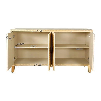 60 Vintage 4 Door Carved Pattern Buffet/Sideboard