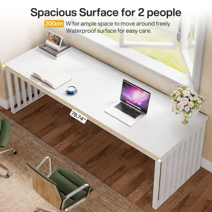 78.7-Inch 2 Person Computer Desk, Wood Writing Executive Desk for Home Office