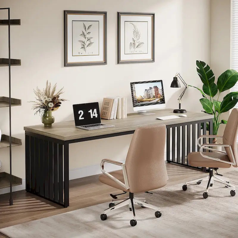 78.7-Inch 2 Person Computer Desk, Wood Writing Executive Desk for Home Office