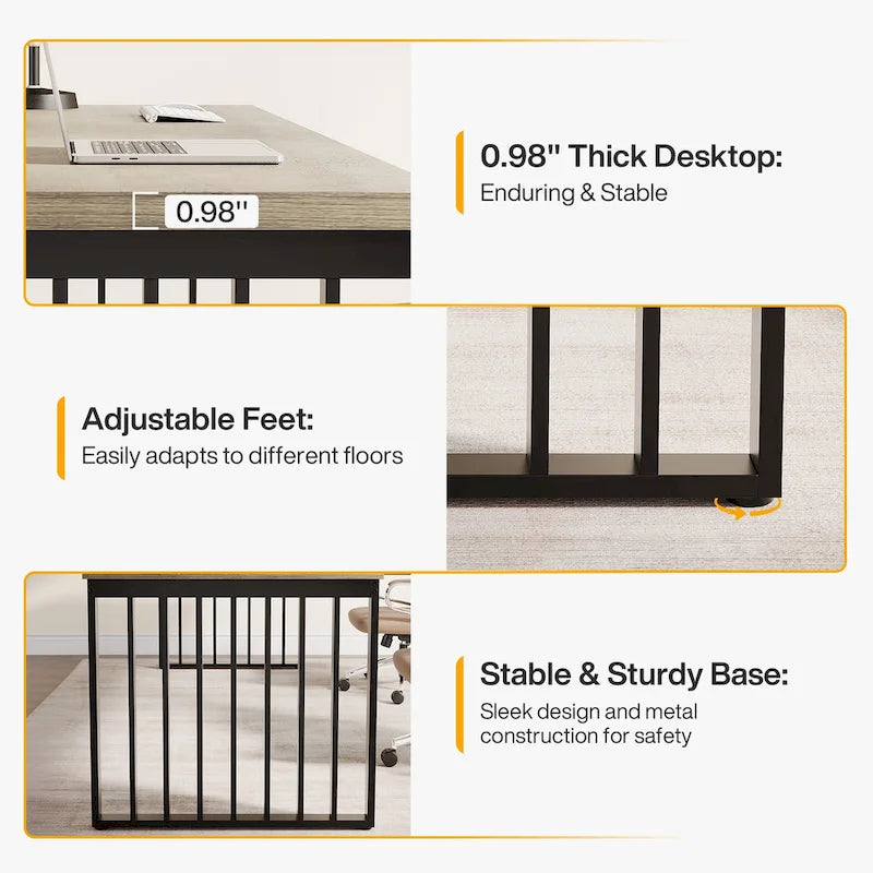 78.7-Inch 2 Person Computer Desk, Wood Writing Executive Desk for Home Office