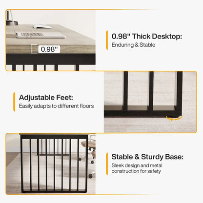 78.7-Inch 2 Person Computer Desk, Wood Writing Executive Desk for Home Office