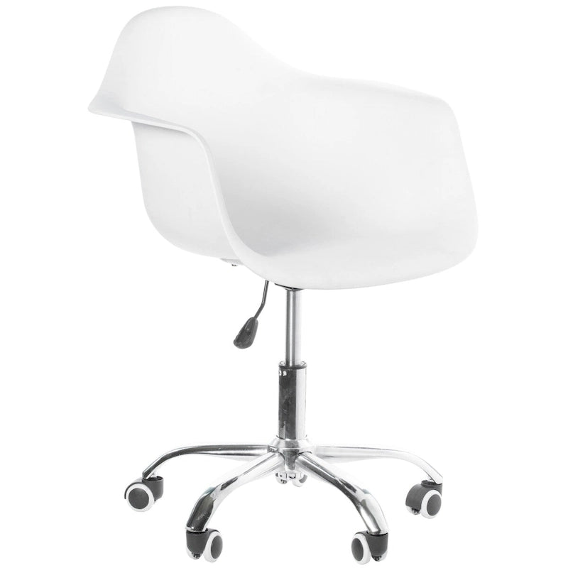 Mid-Century Modern Style Adjustable Swivel Plastic Shell Molded Office Task Chair with Rolling Wheels