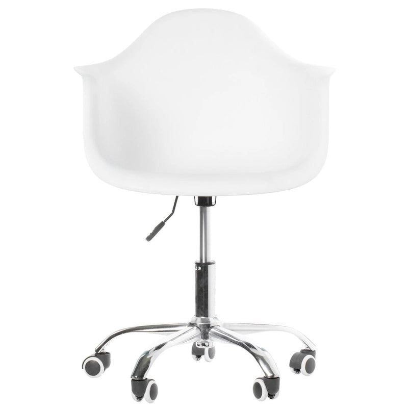 Mid-Century Modern Style Adjustable Swivel Plastic Shell Molded Office Task Chair with Rolling Wheels