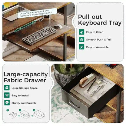 40 Inch Office Desk with Power Outlets
