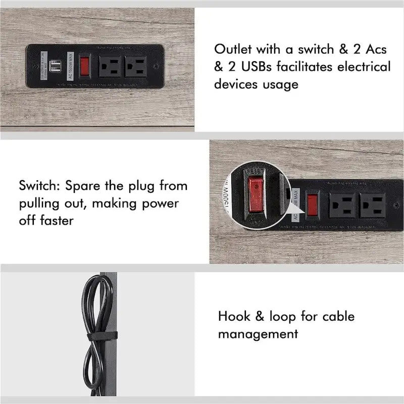 Yaheetech 47.5-inch Home Office Computer Desk with Power Outlet and Elevated Bookshelf