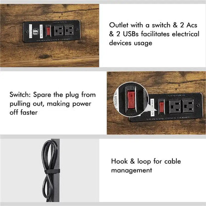 Yaheetech 47.5-inch Home Office Computer Desk with Power Outlet and Elevated Bookshelf