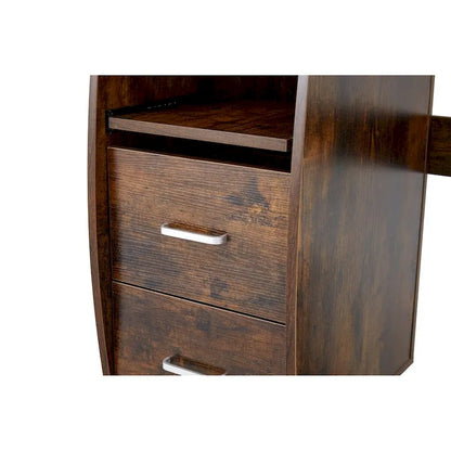 solid wood computer Desk,office table with PC droller,storage shelves and file cabinet,two drawers,CPU tray,a shelf