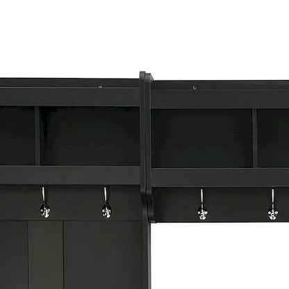 Minimalist 4-In-1 Freestanding Wooden Hall Tree with Multiple Storage Spaces