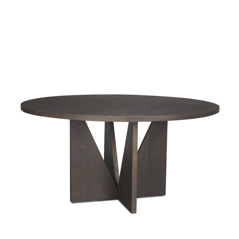 Tarro 60 Round Textured Espresso Wood w/ Geometrical Base Dining Table - 60.0L x 60.0W x 30.0H