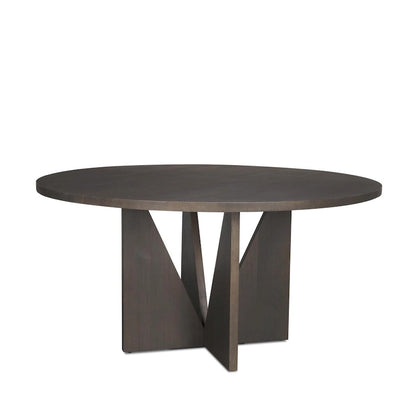 Tarro 60 Round Textured Espresso Wood w/ Geometrical Base Dining Table - 60.0L x 60.0W x 30.0H