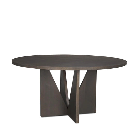 Tarro 60 Round Textured Espresso Wood w/ Geometrical Base Dining Table - 60.0L x 60.0W x 30.0H