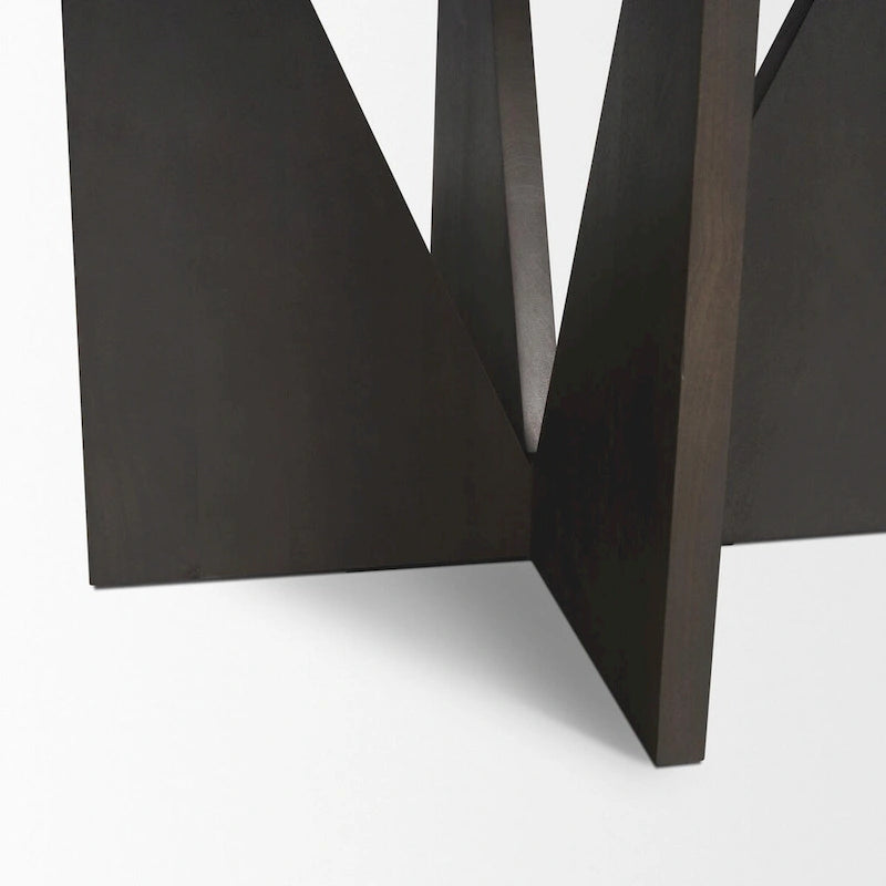 Tarro 60 Round Textured Espresso Wood w/ Geometrical Base Dining Table - 60.0L x 60.0W x 30.0H