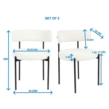 5-Piece Round Dining Set, Trestle Dining Table with 4 Boucle Chairs