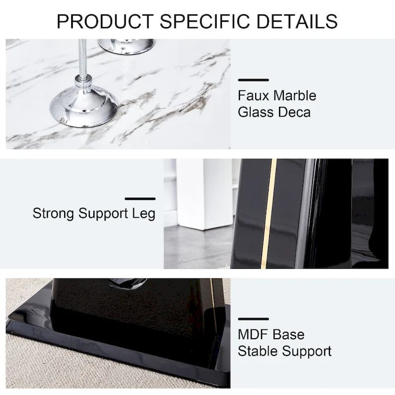 A Modern, Minimalist, and Luxurious Dining Table with a White Imitation Marble Tabletop