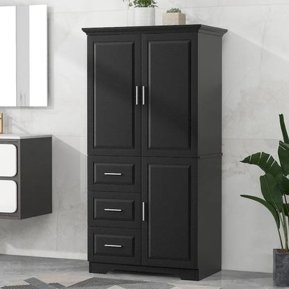 32 in. W x 72 in. H Storage Cabinet with Doors and Three Drawers