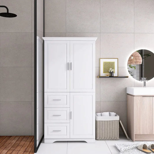 32 in. W x 72 in. H Storage Cabinet with Doors and Three Drawers