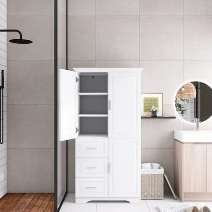 32 in. W x 72 in. H Storage Cabinet with Doors and Three Drawers