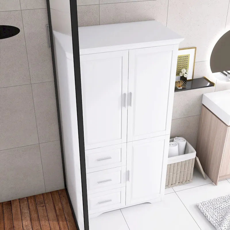 32 in. W x 72 in. H Storage Cabinet with Doors and Three Drawers