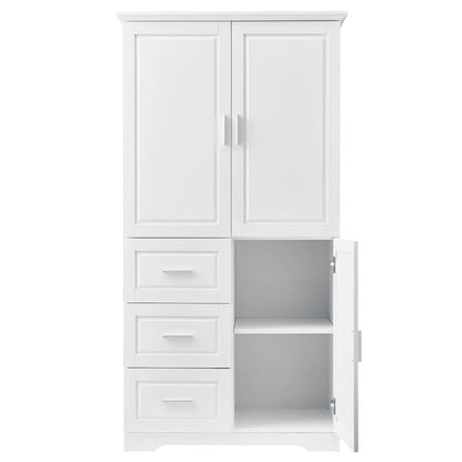32 in. W x 72 in. H Storage Cabinet with Doors and Three Drawers