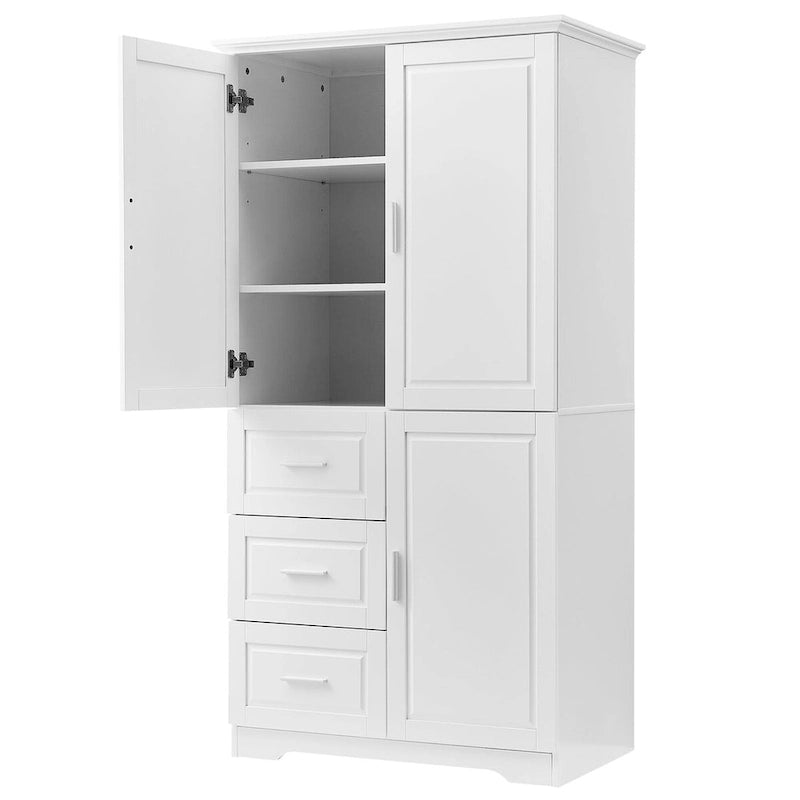 32 in. W x 72 in. H Storage Cabinet with Doors and Three Drawers