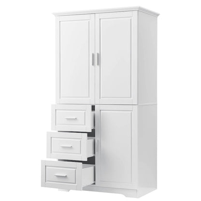 32 in. W x 72 in. H Storage Cabinet with Doors and Three Drawers