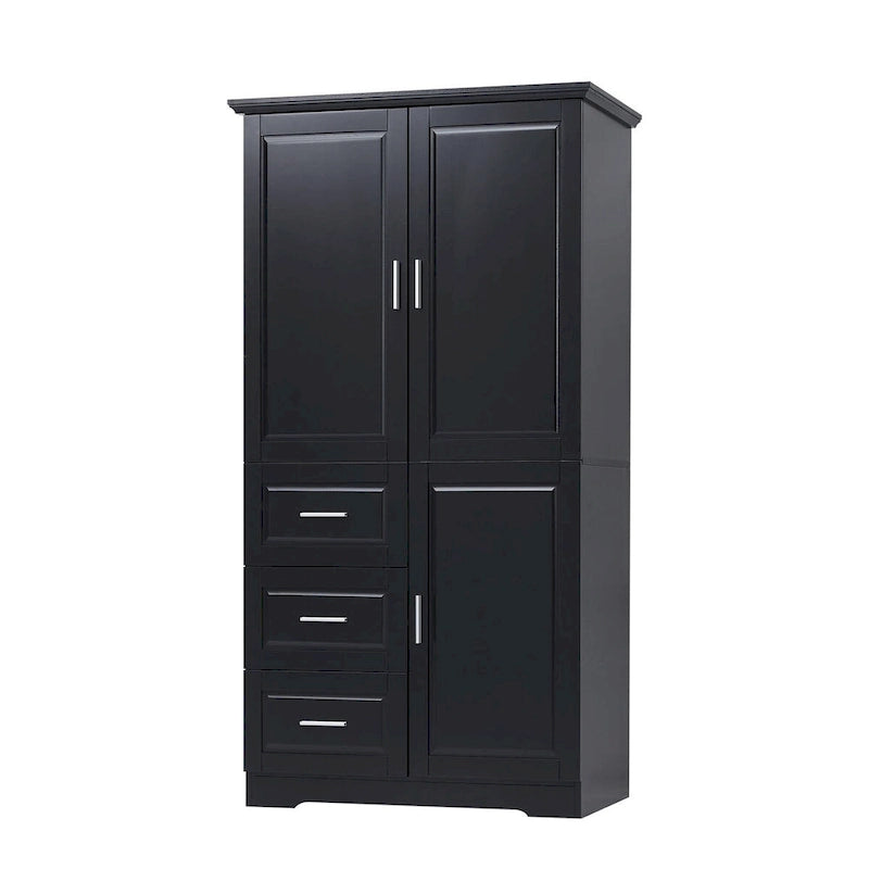 32 in. W x 72 in. H Storage Cabinet with Doors and Three Drawers