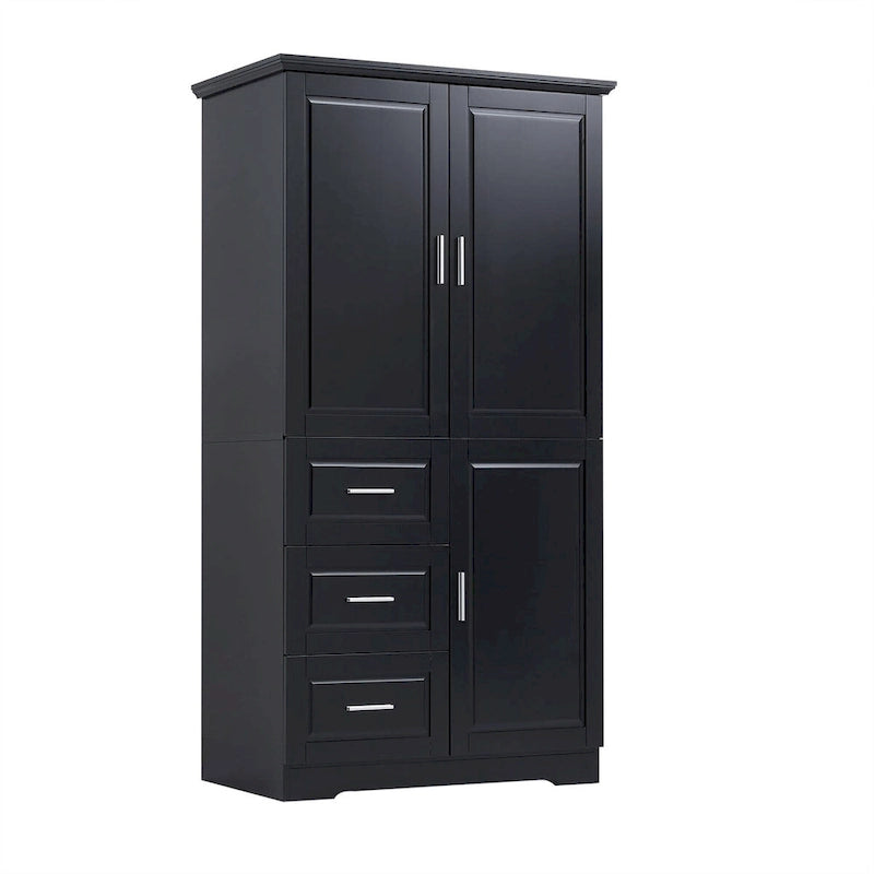 32 in. W x 72 in. H Storage Cabinet with Doors and Three Drawers