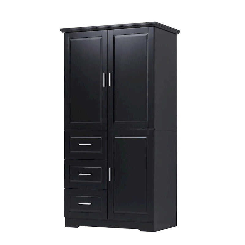 32 in. W x 72 in. H Storage Cabinet with Doors and Three Drawers