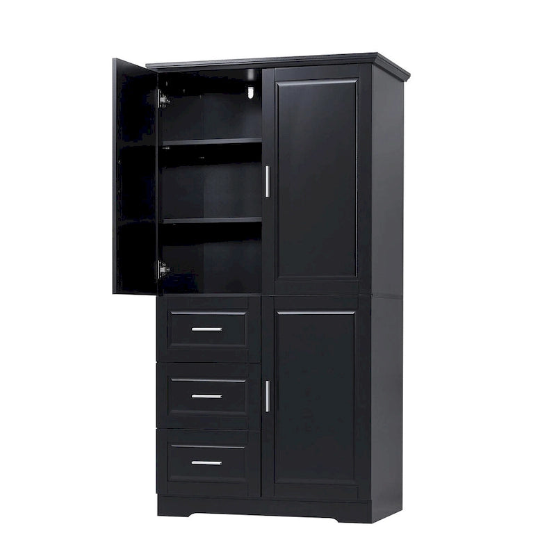 32 in. W x 72 in. H Storage Cabinet with Doors and Three Drawers